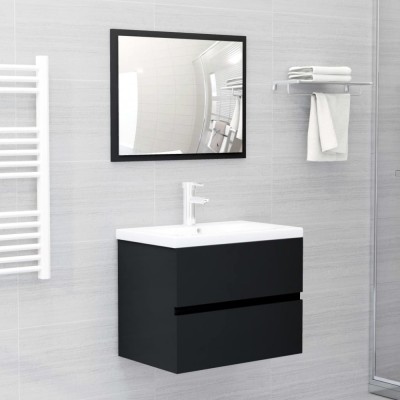 vidaXL Set mobilier de baie, negru, lemn prelucrat 3071676 foto