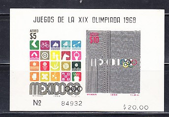 M2 YC 48 - Colita foarte veche - Mexic - JO Mexico 1968 - nedantelata