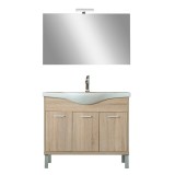 Set complet mobilier baie Nerva Prime 105, stejar Sonoma, cu chiuveta ceramica, 82x105x48 cm
