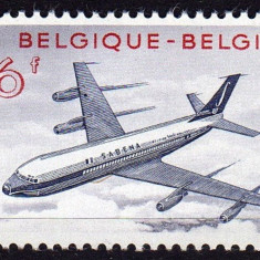 BELGIA 1959 - AVIATIE , BOEING 707 , SERIE COMPLETA , NESTAMPILATA