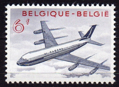 BELGIA 1959 - AVIATIE , BOEING 707 , SERIE COMPLETA , NESTAMPILATA foto
