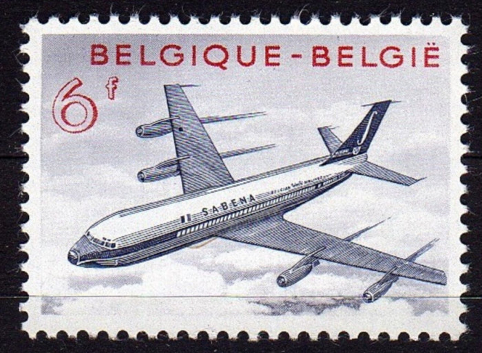 BELGIA 1959 - AVIATIE , BOEING 707 , SERIE COMPLETA , NESTAMPILATA