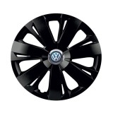 Set 4 capace roti Negre Cu Inel Cromat Energy R16 Compatibil Cu Volkswagen