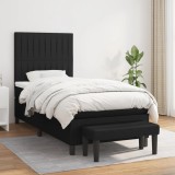 VidaXL Pat box spring cu saltea, negru, 90x190 cm, textil 3136719