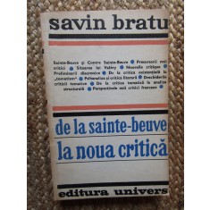 Savin Bratu - De la Sainte Beuve la noua critica