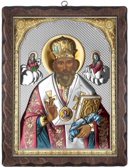 Icoana argint Sfantul Nicolae 12x15 cm