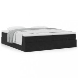 Gossi cadru de pat otoman cu saltele, catifea neagra 200x200cm