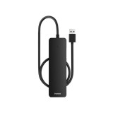 Hub Baseus UltraJoy 4-in-1 Lite, USB-A la 4xUSB-A 3.0, 5Gbps, Negru cu cablu de