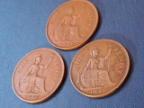 Lot 3 monede UK , One penny 1938 + 1939 + 1940 , stare FB [poze], Europa