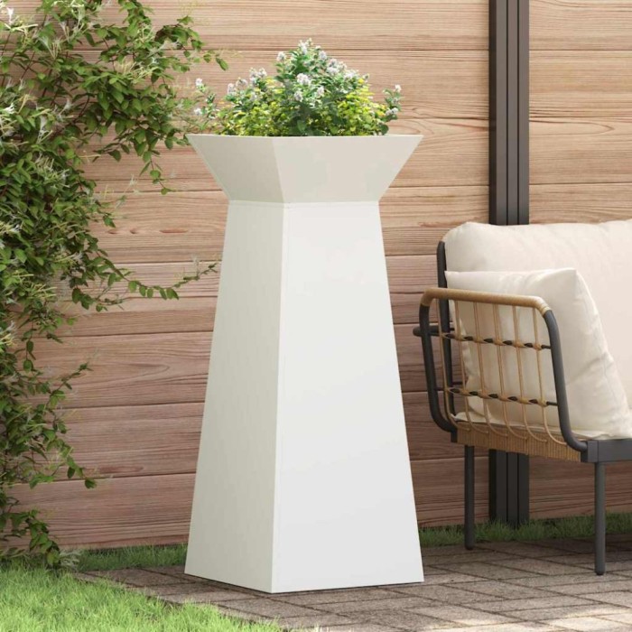 vidaXL Vază pe pilon 2 pcs Alb 40 x 40 x 100 cm Oțel 873855