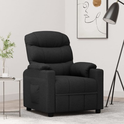 vidaXL Fotoliu rabatabil, negru, material textil foto