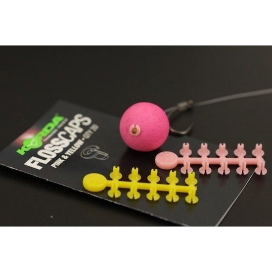 OPRITOR TIP CAPSA PENTRU BOILIES KORDA FLOSS CAPS, 20BUC/PLIC ROZ/GALBEN