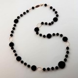 Cumpara ieftin Colier Lung Agat Negru Satinat, Argint 925 placat Aur Roz, 75cm, Timeless, Bijuterie Handmade Italia