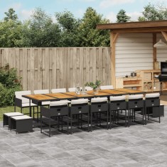Gossi set mobilier de gradina cu perne, 17 piese, negru, poliratan