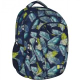 Ghiozdan pentru scoala cu 4 compartimente,model frunze tropicale,29x12x38 cm, St.Majewski