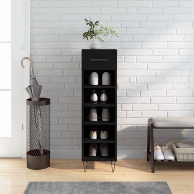 vidaXL Pantofar, negru, 30x35x105 cm, lemn compozit foto