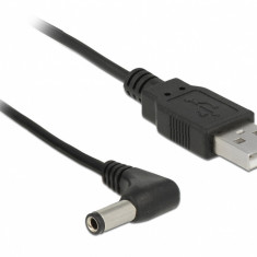 Cablu de alimentare USB la DC 5.5 mm x 2.5 mm unghi 90 grade 1.5m, Delock 85588