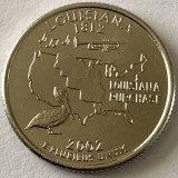 AMERICA QUARTER 1/4 DOLLAR 2002 LITERA P.(Pasarea statului Louisiana) PL.PLATINA, America de Nord, Cupru-Nichel
