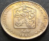 Cumpara ieftin Moneda 2 COROANE - RS CEHOSLOVACIA, anul 1981 *cod 3422 A, Europa