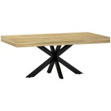 HOMCOM Măsuță de Cafea Industrială, Masă Dreptunghiulară cu Cadru din Oțel &Icirc;ncrucișat pentru Camera de Zi, 110x60x45 cm, Natural