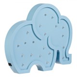 Lampă Decorativă LED, Elefant, Albastru, Lemn, 27x3x22.5cm, 20 Becuri LED, Oem