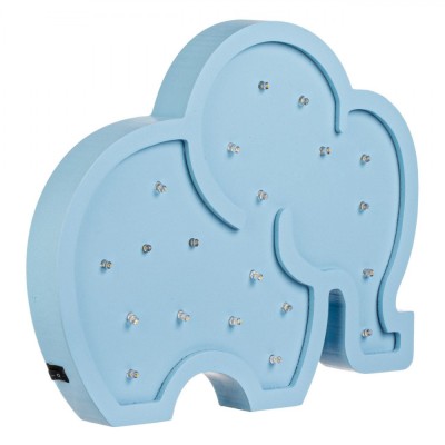 Lampă Decorativă LED, Elefant, Albastru, Lemn, 27x3x22.5cm, 20 Becuri LED foto