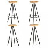 vidaXL Taburete de bar, 4 buc., lemn de mango nefinisat
