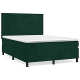 Cumpara ieftin Pat box spring cu saltea, verde inchis, 140x200 cm, catifea