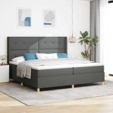 Cumpara ieftin Pat cu saltea cu arcuri Gri &icirc;nchis 200 x 200 cm țesătură