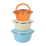 Set 3 caserole termice, 2L 4L 6L, exterior plastic si interior inox, capac etans