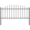 VidaXL Gard de grădină cu v&acirc;rf suliță, negru, (0,5-0,75) x 1,7 m oțel