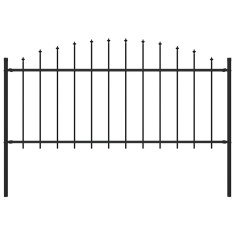 vidaXL Gard de grădină cu v&acirc;rf suliță, negru, (0,5-0,75) x 1,7 m oțel