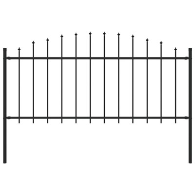 vidaXL Gard de grădină cu v&amp;acirc;rf suliță, negru, (0,5-0,75) x 1,7 m oțel foto