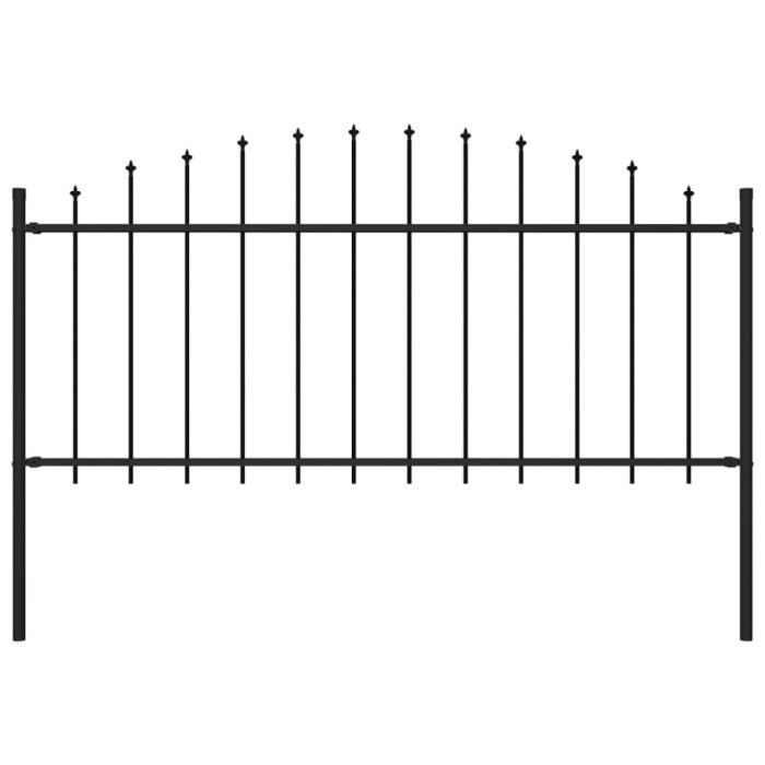 vidaXL Gard de grădină cu v&acirc;rf suliță, negru, (0,5-0,75) x 1,7 m oțel