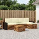 vidaXL Set de canapele de exterior cu pernă 6 pcs Natural și Crem 3384271