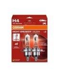 Set 2 buc Bec H4 NIGHT BREAKER SILVER +100% Osram 12V 60/55W