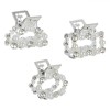 Set Clame Păr, 3buc, Model Geometric, Culoare Argintiu, Mărgele Albe, Strasuri, Oem