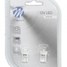 Set 2 Buc Bec Led M-Tech W5W 12V W2,1X9,5D Alb LB040W