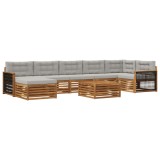 vidaXL Set de canapele de exterior 8 pcs Natural și gri deschis 3383654