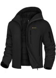 Jacheta ski barbati GEMYSE, impermeabila 10000mm, rezistenta la vant, izolatie sintetica, gluga, Negru