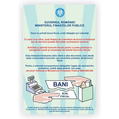 Indicator informare Solicitati bon fiscal, PVC, 30 x 20 cm foto