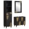 Set dulap baie 3 buc. Negru Lemn de mango solid - 1