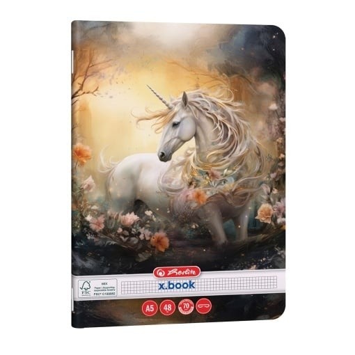 Caiet Herlitz motiv Unicorn, A5, 48 file, pătrățele