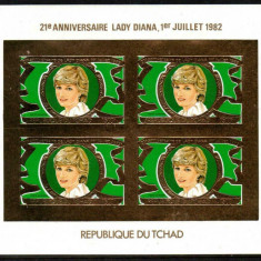 CHAD 1982 LADY DIANA GOLD FOIL COTA MICHEL 100 EURO