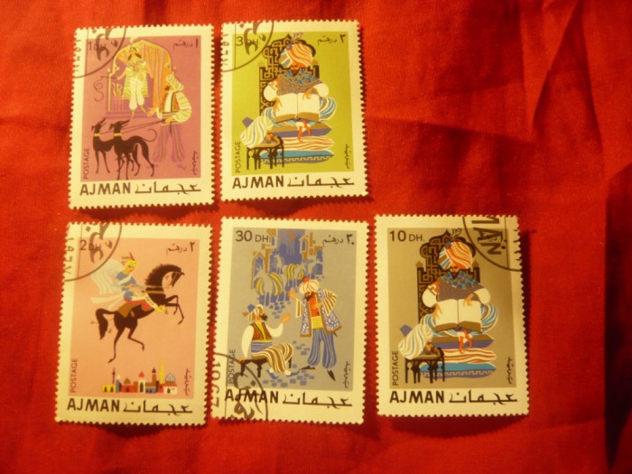 Serie mica Ajman 1967 - Basme Arabe, 5 val. stampilate