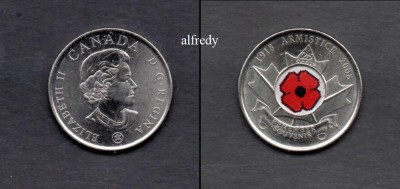 CANADA 2008 25 cents Armistice Day, color foto