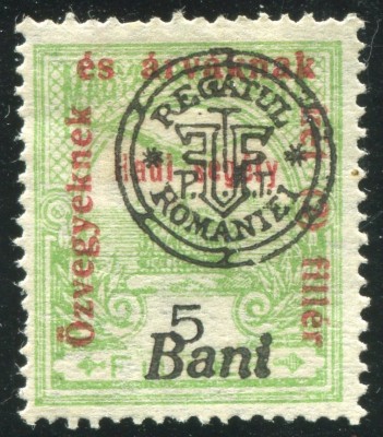 1919 , Mi 22 II , Emisiunea Oradea , Timbru de binefacere tip TURUL - MH foto