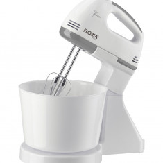 Mixer cu bol Floria ZLN-7577 ALB, 7 viteze, Bol plastic 2.5 Litri, Putere 150W, ALB