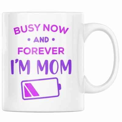 Cana alba personalizata &amp;quot;Busy now and forever, I&amp;#039;m mom&amp;quot;, INOVATIX&amp;reg;. 330ml foto