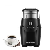 Rasnita de Cafea JustZEN&reg; CG63, Electrica, 150 W, Lame din Otel Inoxidabil, Granulatie Reglabila, Bol Detasabil, Capacitate 70 g, Silentioasa, Negru